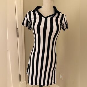 Referee Costume Dress | Black & White Striped | Size Small